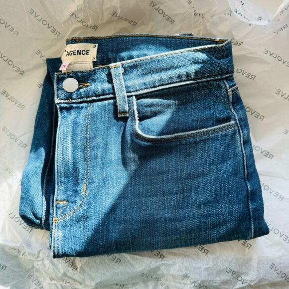 NEW L’AGENCE REVOLVE Shane Mid Rise Blue Wash Slouchy Straight Leg Denim Jean 25 - Picture 13 of 13